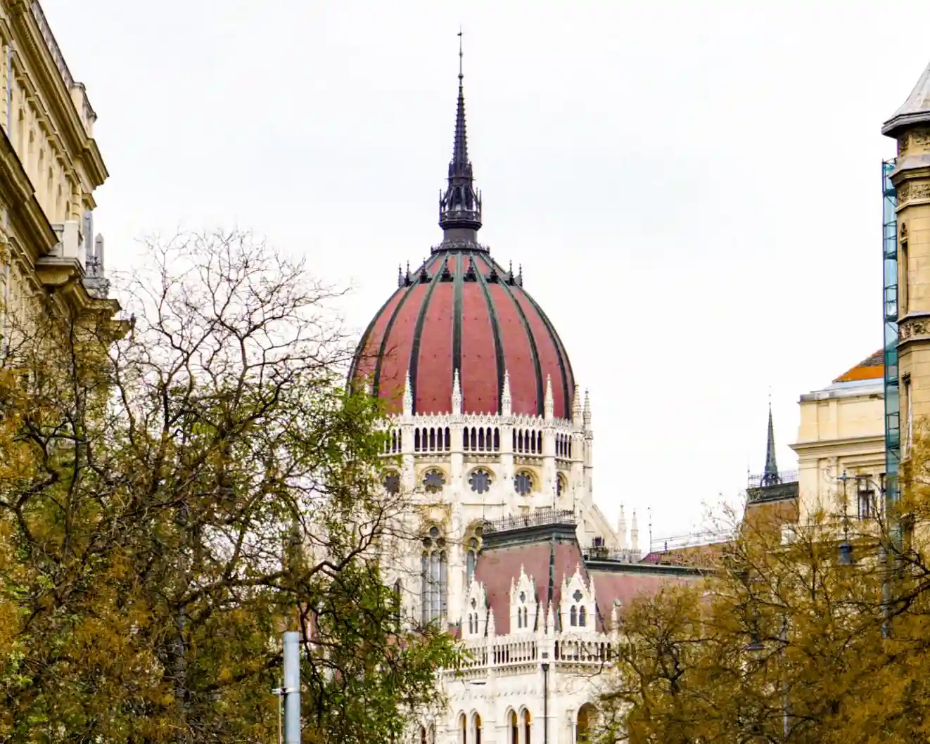 Glimpse of the Parliament Dome in Budapest