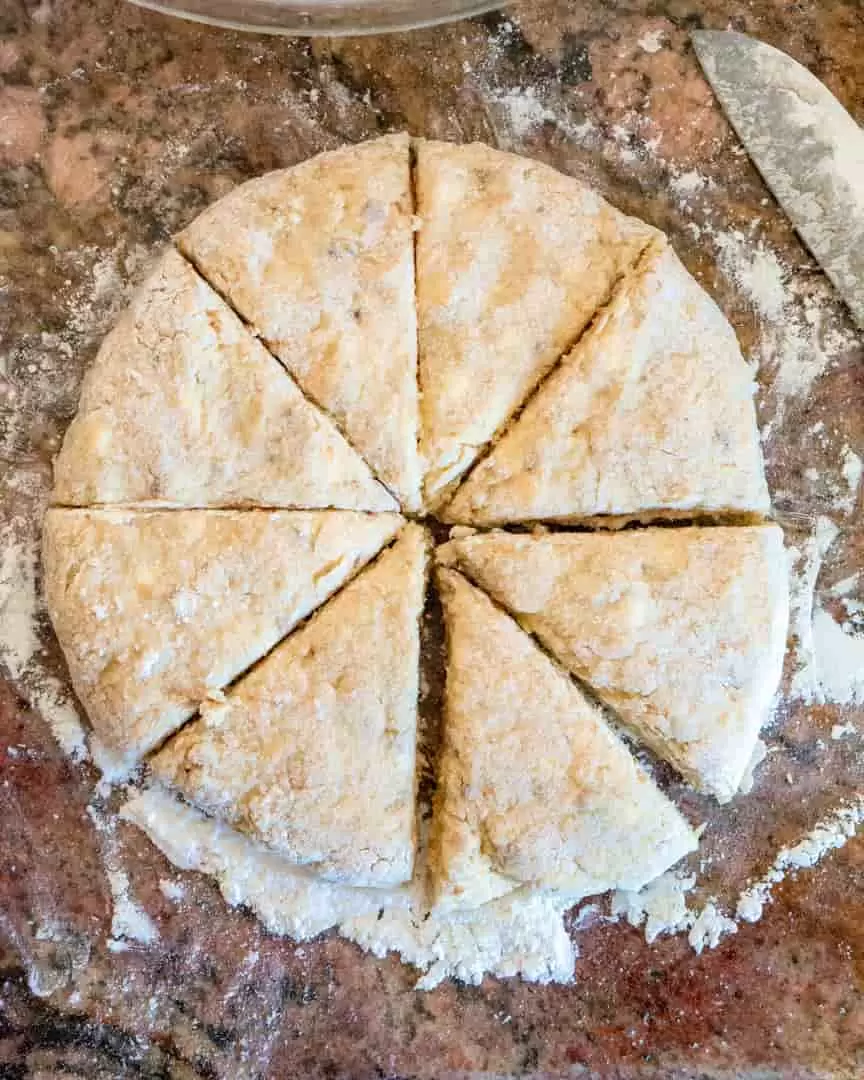 Scones cut into triangles.