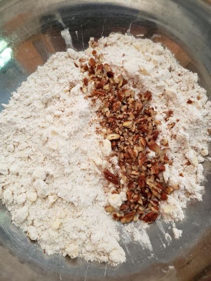 chopped nuts added to flour mixture