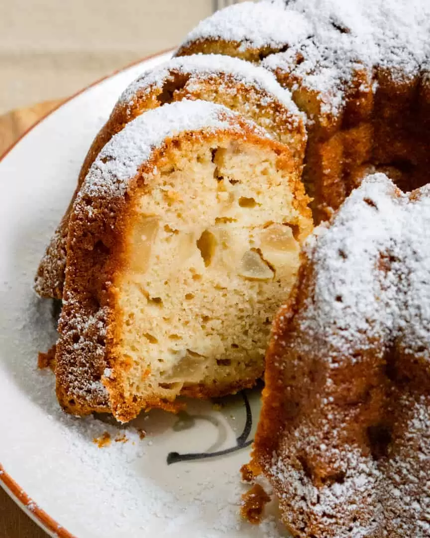 A slice of bundt cake