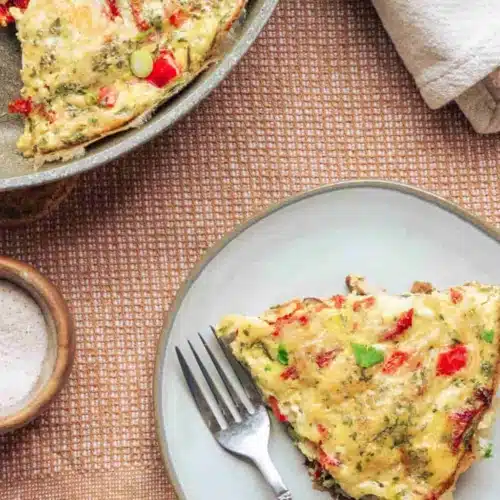 slice of veggie and cheese frittata