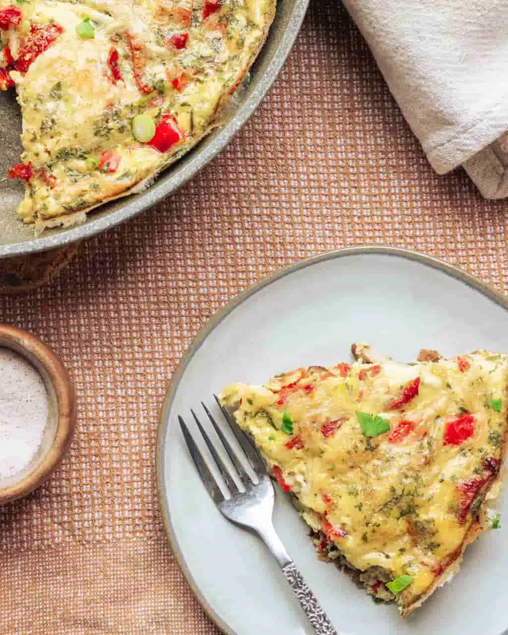 slice of veggie and cheese frittata