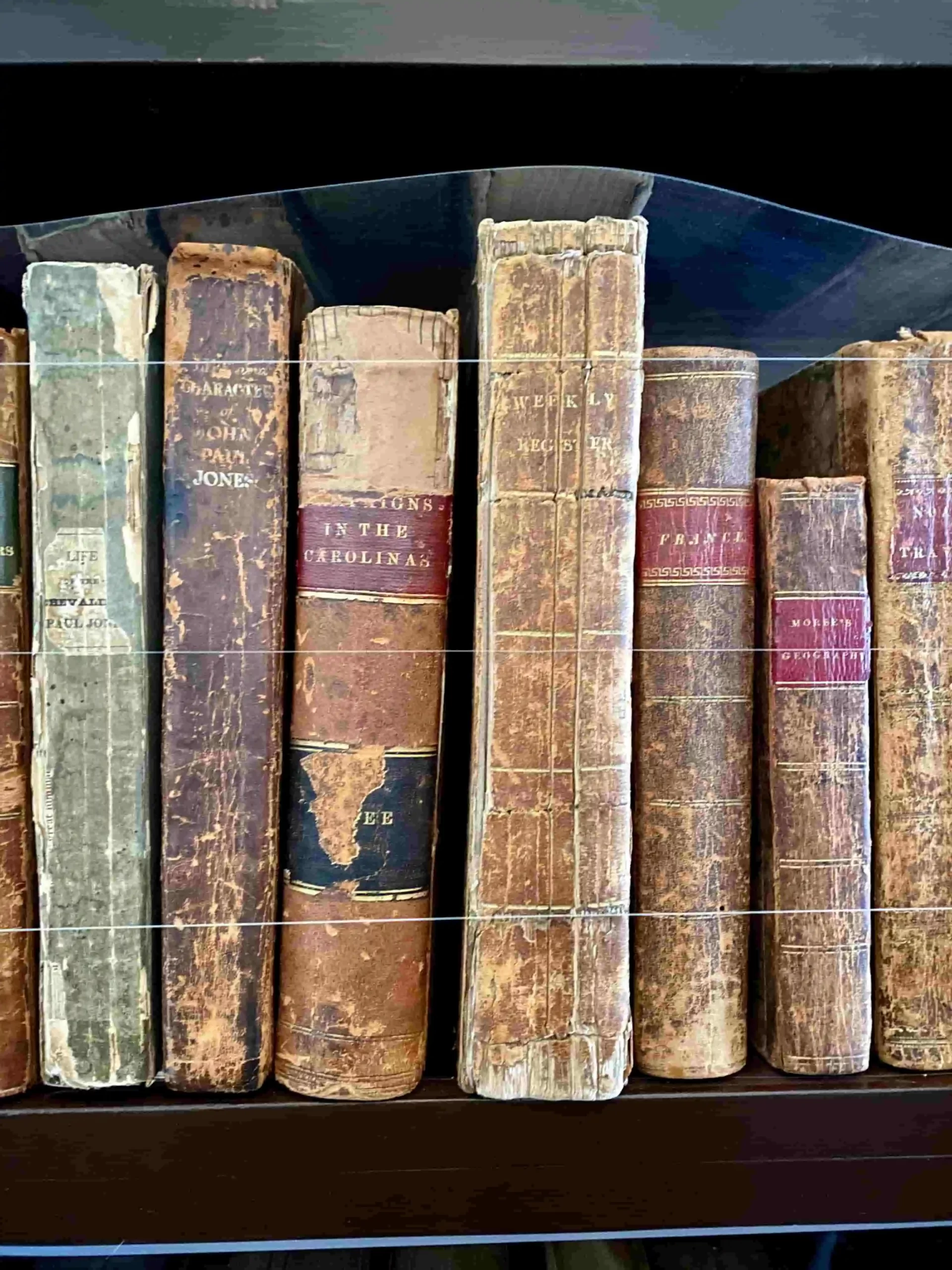 Library books on a shelf