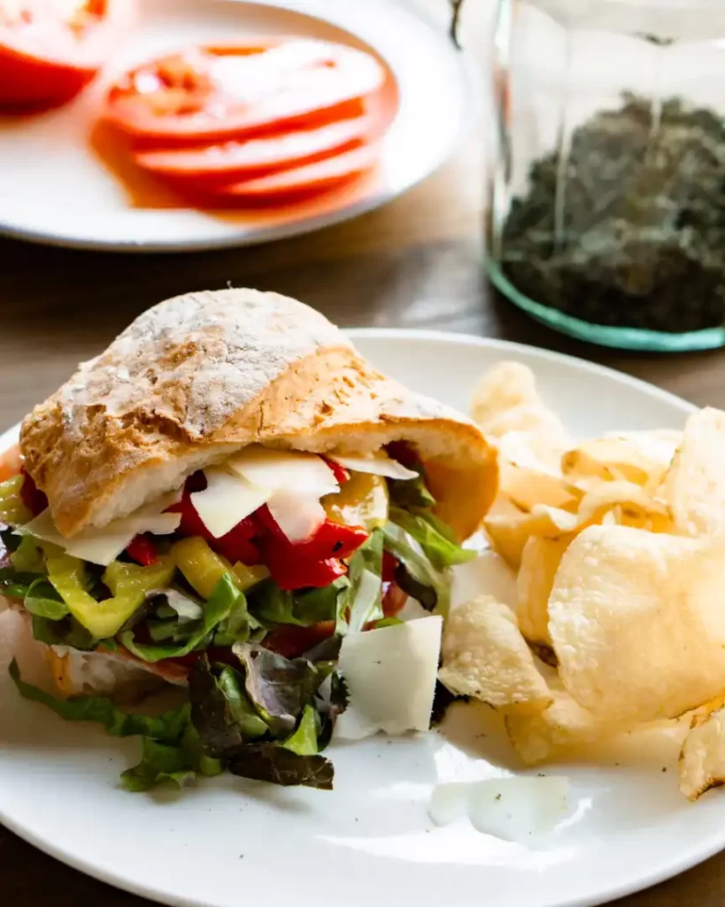 Hoagie on a plate with chips