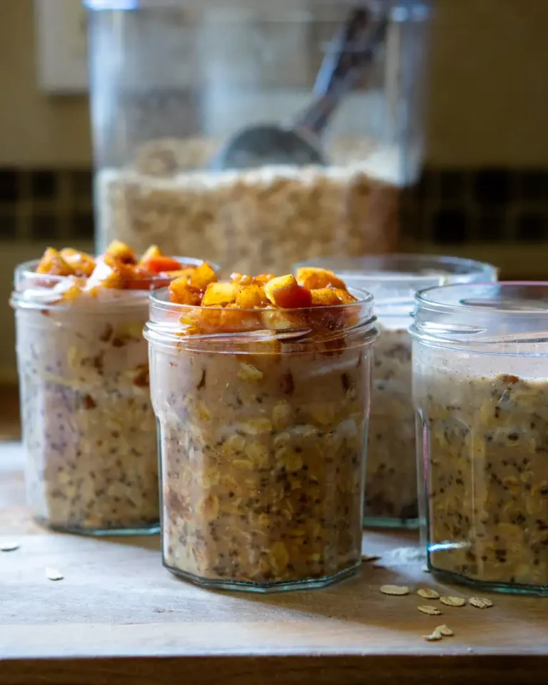 Jars filled with overnight oats.