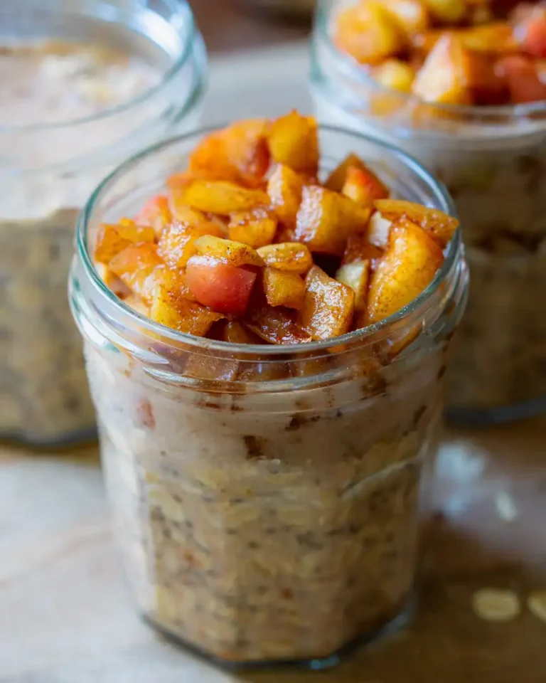 A jar of apple pie overnight oats