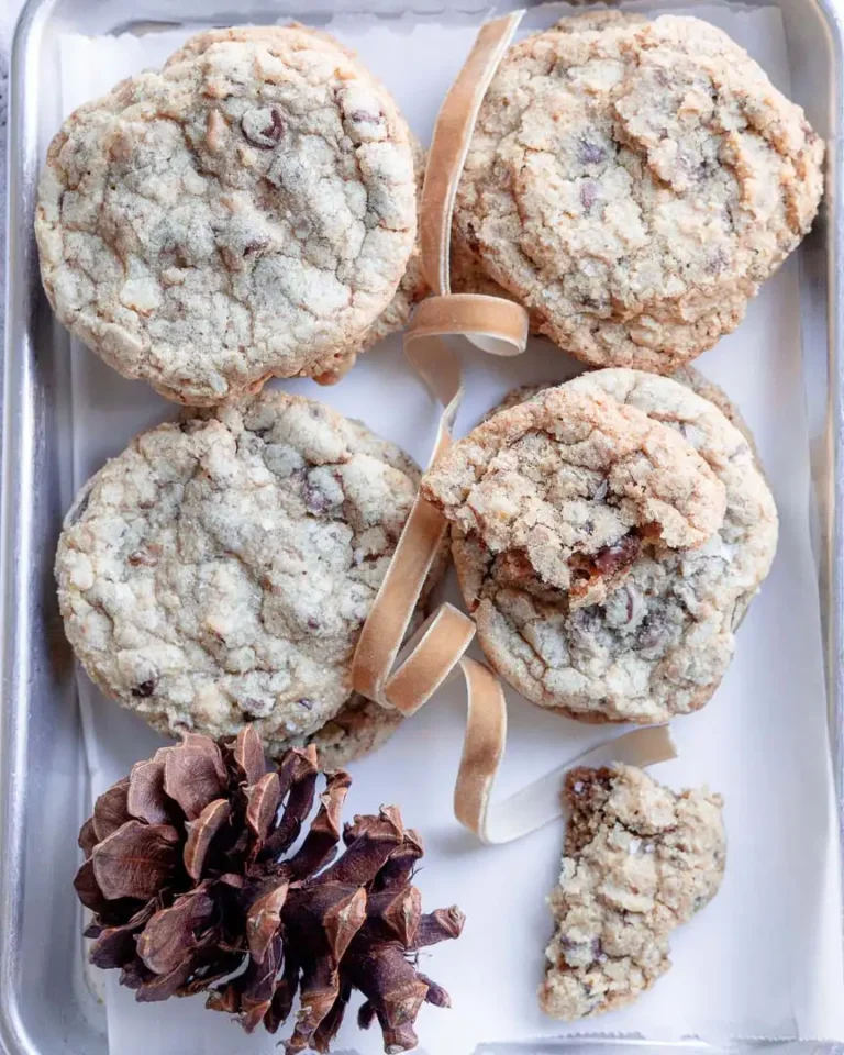 A tray of cookies piled on top of each other.